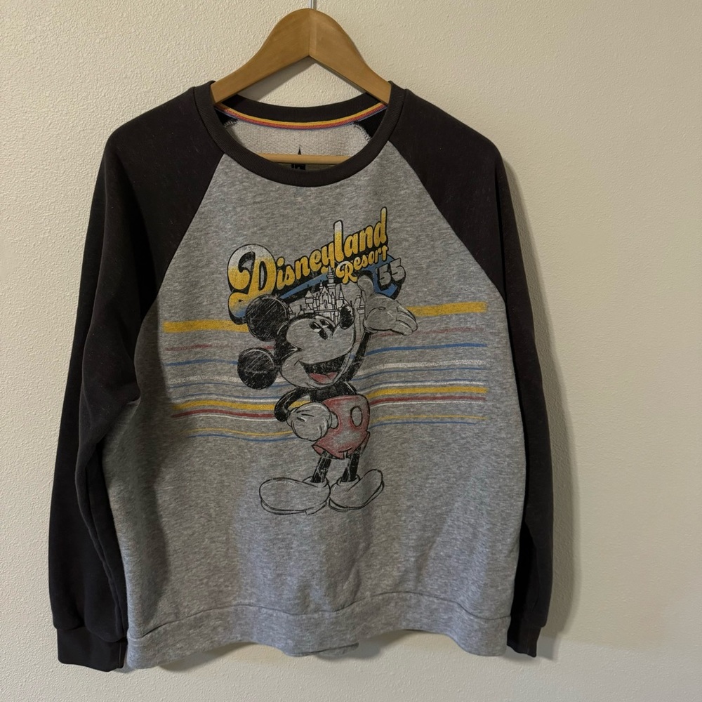Disney Parks Disneyland Resort Mickey Mouse Raglan Crew Sweatshirt Gray-1X